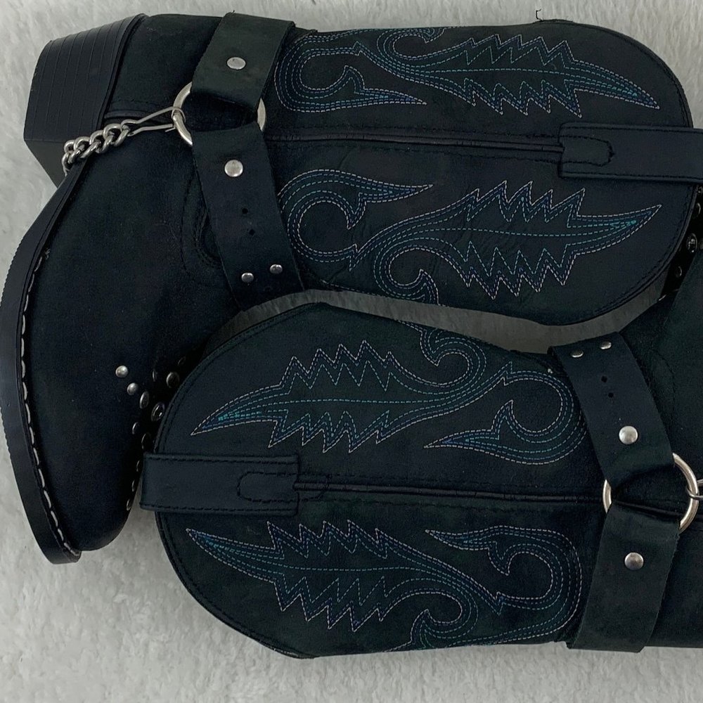 Smokey Mountain Embellished Black with Blue Cowgirl Boots Sz 13.5 - Picture 6 of 12